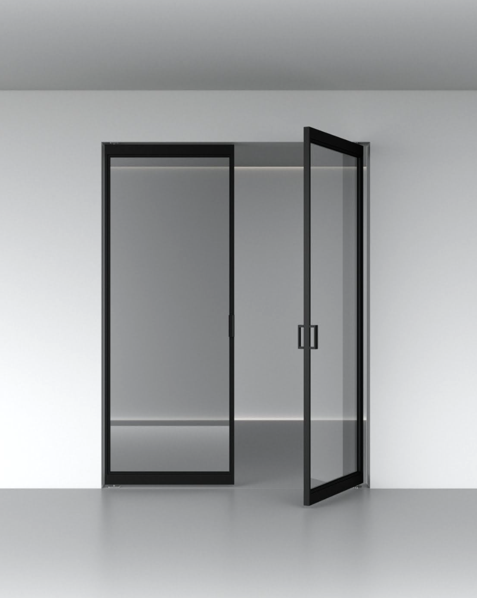 Pivot Schwingtür Stahl Glas